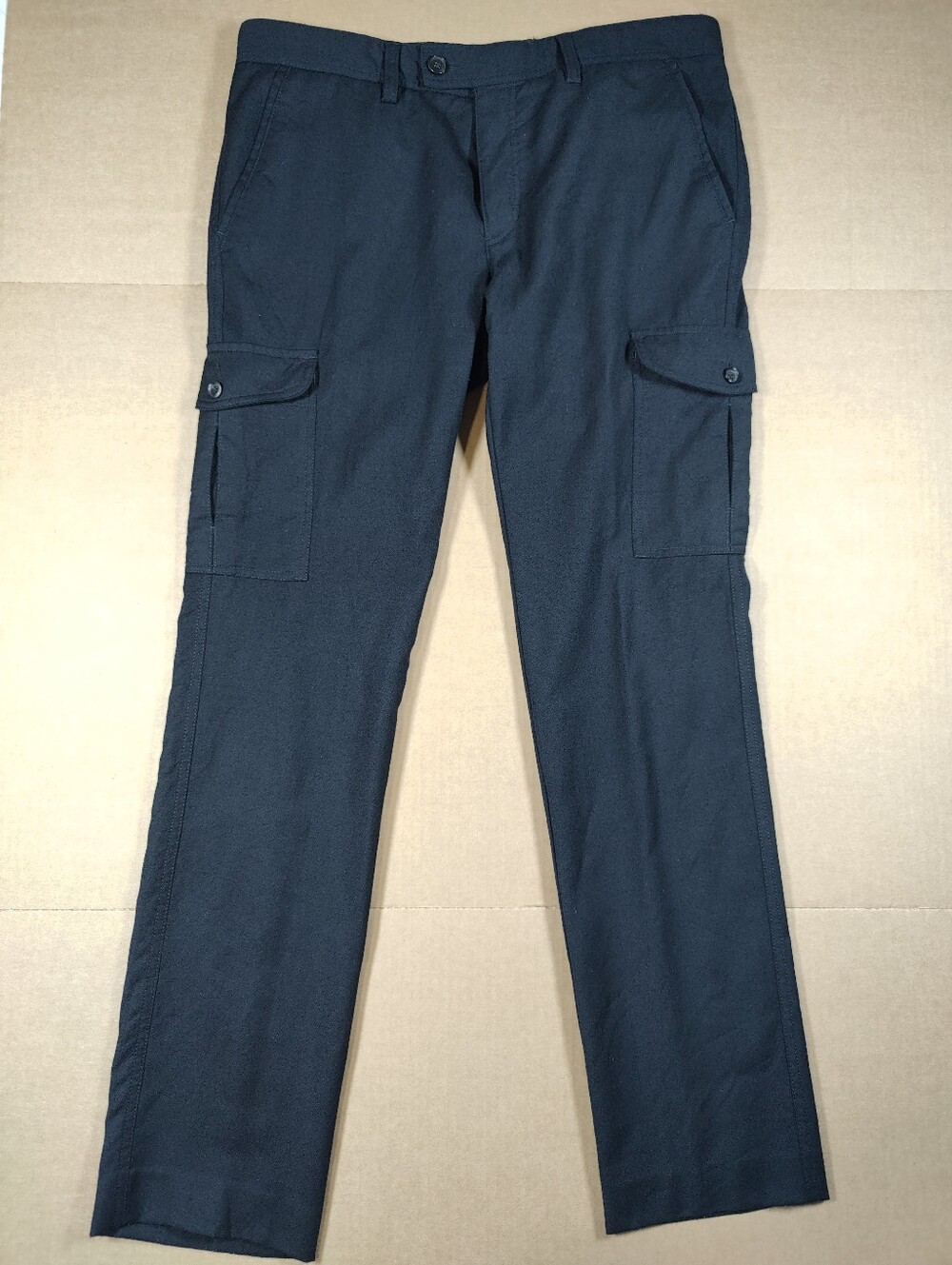 Vintage Hugo Boss Black 100% Wool Cargo Pants Size 34Wx33L Made In Poland